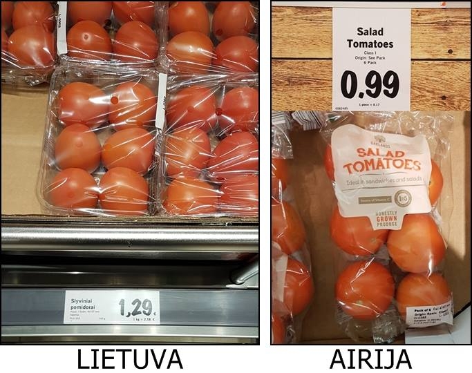 Lidl kainos Lietuvoje ir Airijoje
